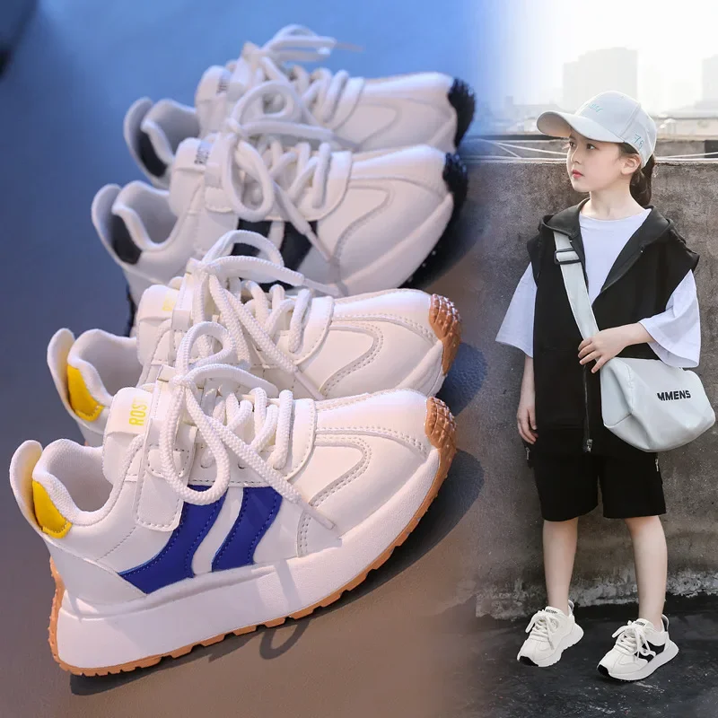 Neue Kinder Turnschuhe vier Jahreszeiten Jungen und Mädchen Casual Sportschuhe Leder Mode Studenten Laufschuhe