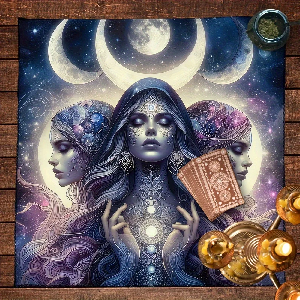 VIKAMA Purple Mystic Tarot Tablecloth Astrology Altar Cloth Home Altar Meditation Decor Waterproof Tablecloth