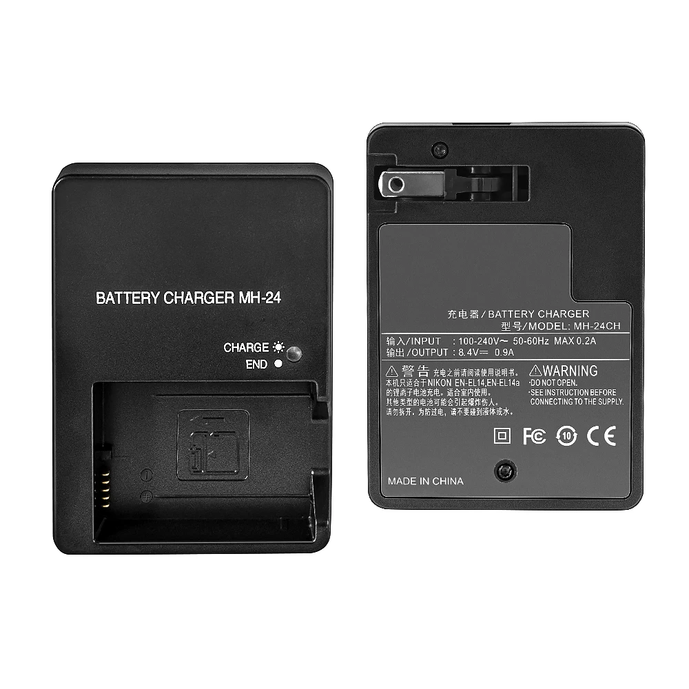 MH-24 Ladegerät für Nikon EN-EL14 14A Kamera, Akku P7000 P7100 D3100 D5100 D3200 US-Standard-Direkteinfügungsladung in der Wand