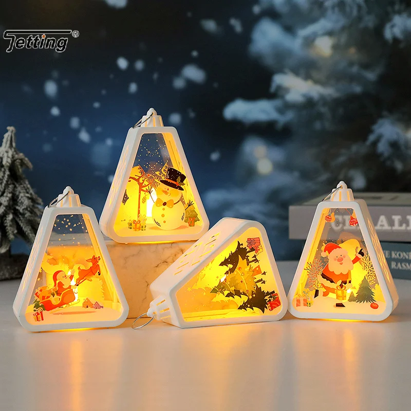 Lampada a vento retrò natalizia, portacandele natalizi a LED, lanterna con globo di neve, regali illuminati di Babbo Natale, ornamento illuminato natalizio invernale