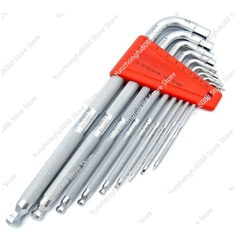 

Метрический удлиненный шестигранный ключ с накаткой, 9 шт. 3212.LH-6/10 с шаровой головкой