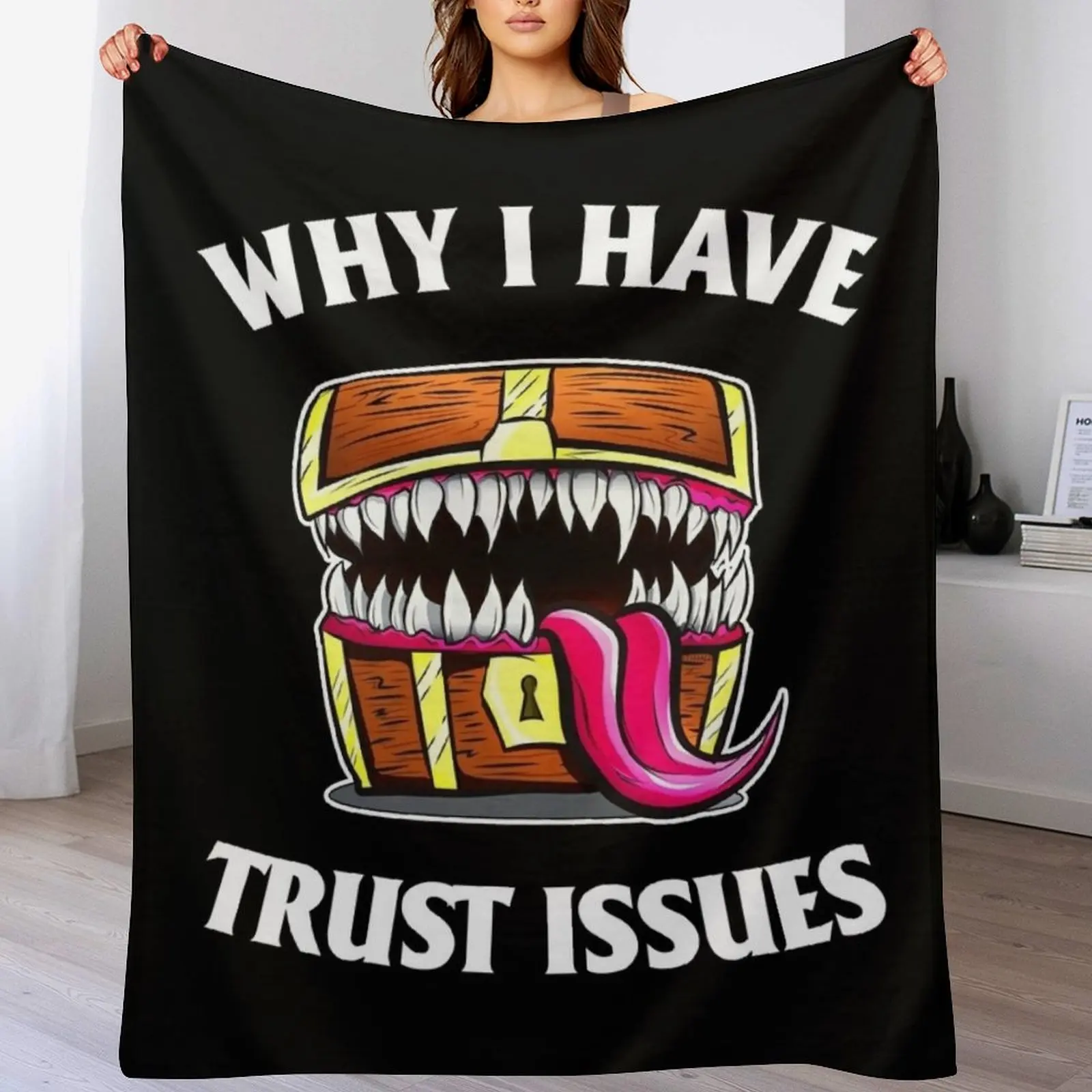 Mimic chest Why i have trust issues Throw Blanket