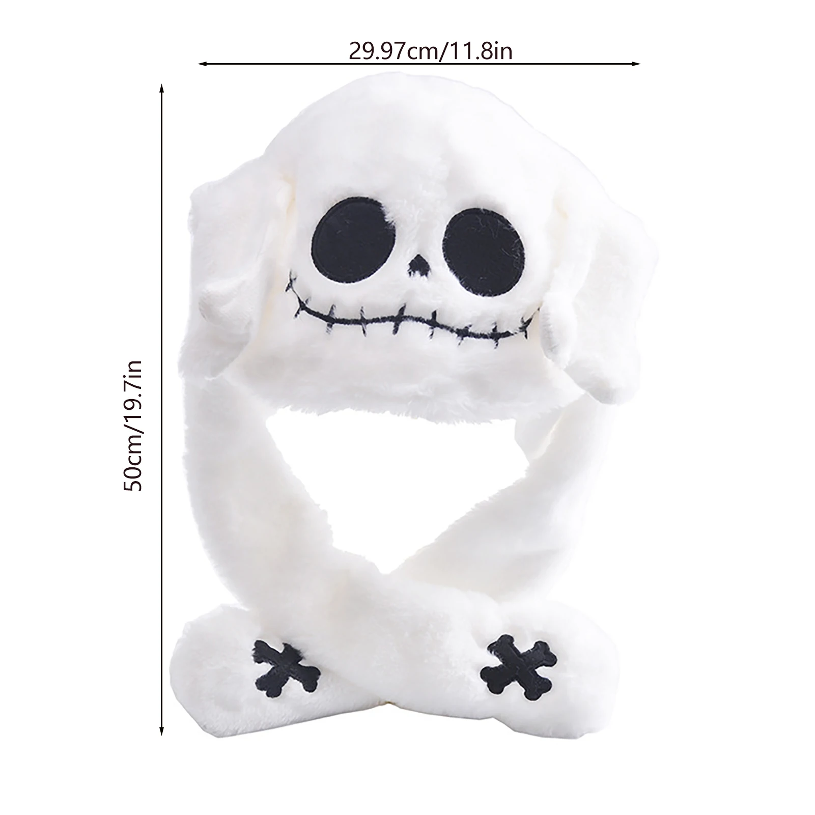 Ear Moving Jumping Hat Funny Plush Ghost Hat Unisex Earflaps Movable Ears Hat Cosplay Halloween Party Hat For Kids Adult