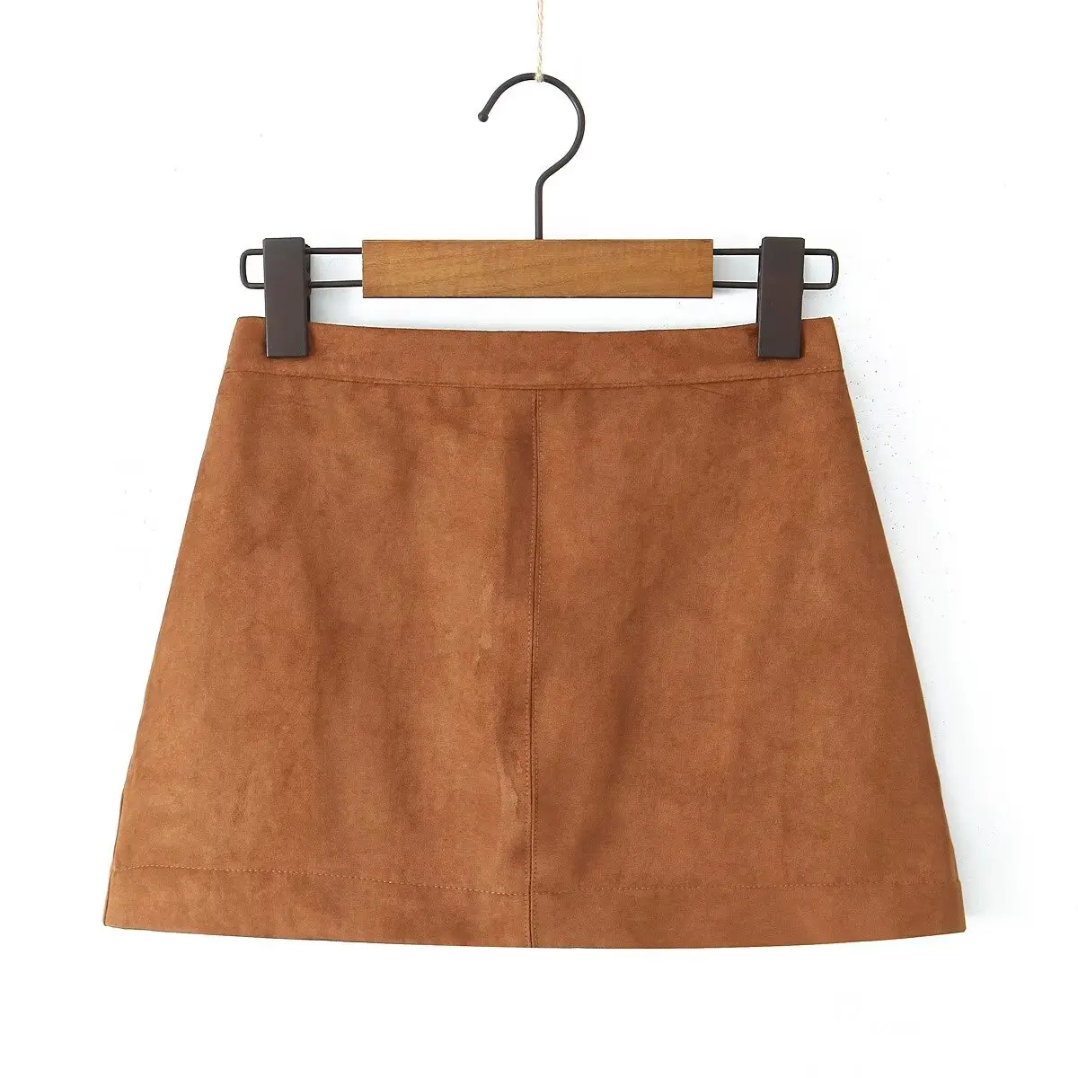 

ZBZA Autumn New Women's Faionable Suede Skirt All-Match Retro Design Sense Bodycon Polyester Fiber A-Line Skirt