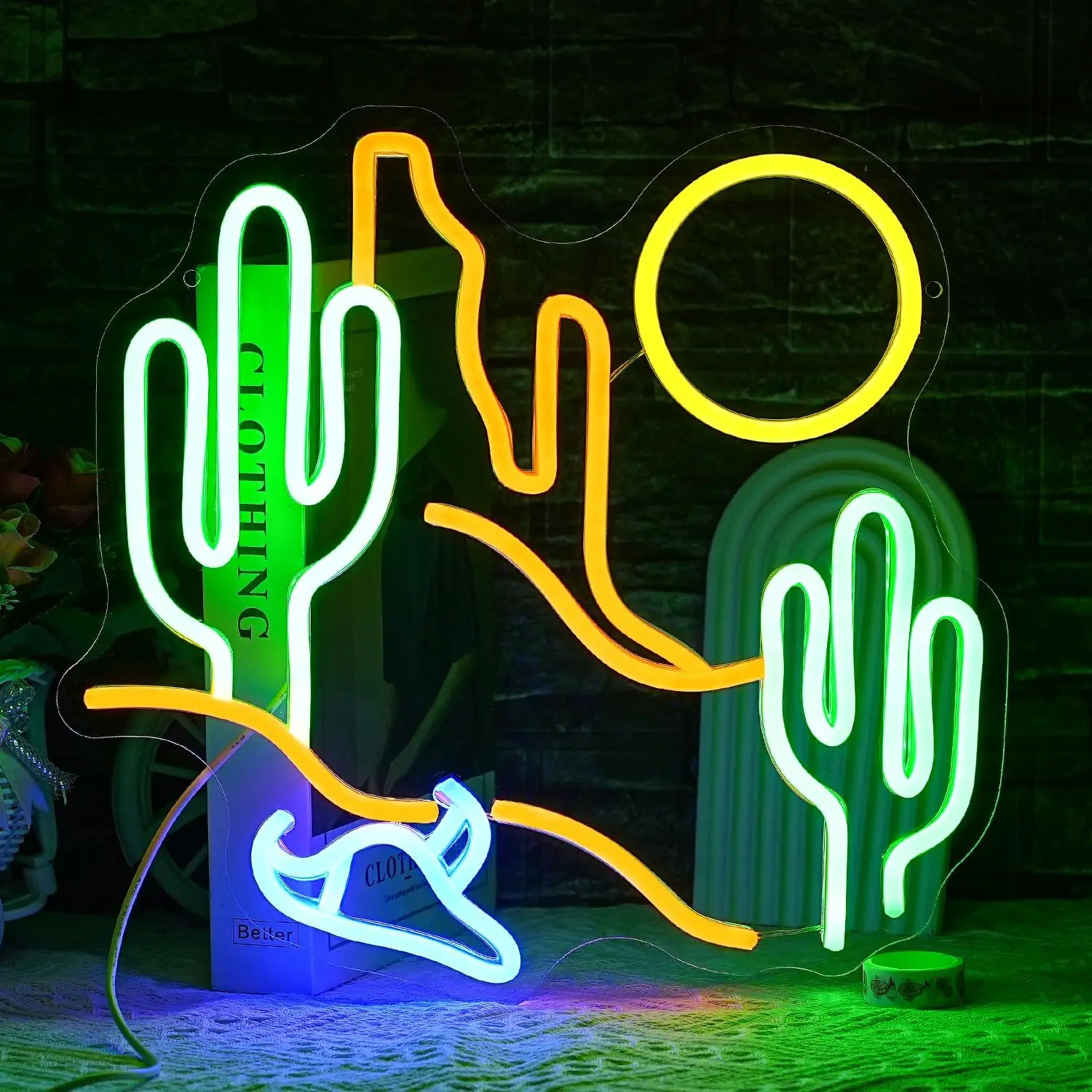 砂漠のサボテンネオンライトサイン-usb調光可能ledネオンサイン-壁飾り-寝室-ゲームルーム-リビングルーム-誕生日パーティーギフト