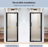 Pivot Swing Shower Door 32in.D x 72 in. H| Shower Door with 1/4 in. Clear Tempered Glass| Pivot Shower Door | Black (Shower Base 4