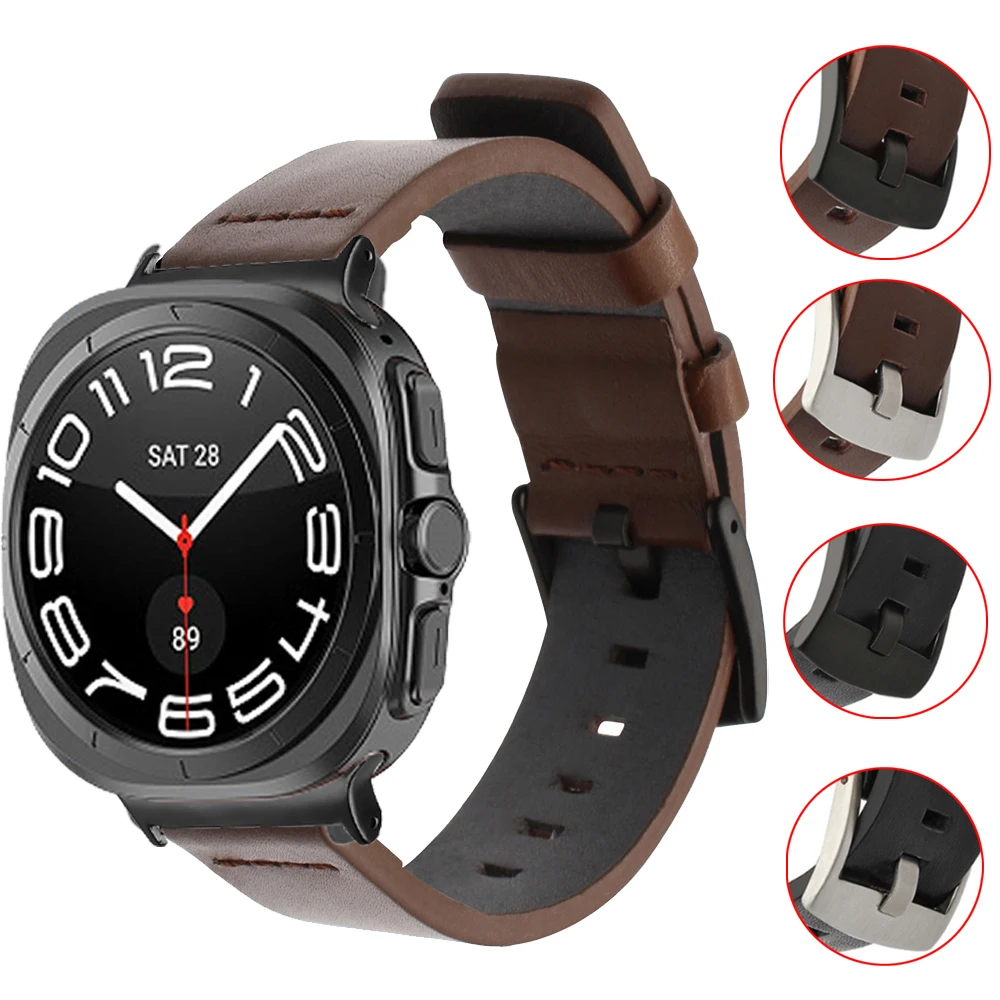 For Samsung Galaxy Watch 7 Ultra 47mm Strap Leather Replacement Watchband For Galaxy Watch 7 Ultra Bracelet Sports Correas