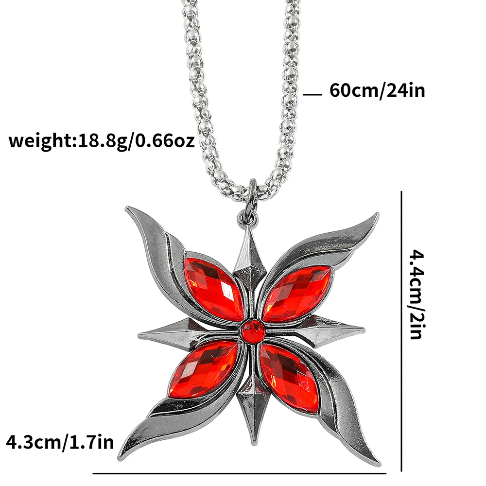 Anime Game Genshin Impact Necklace Gothic Genshin Impact Keychain For Friends Cosplay Fatui Harbinger Red Rose Accessories