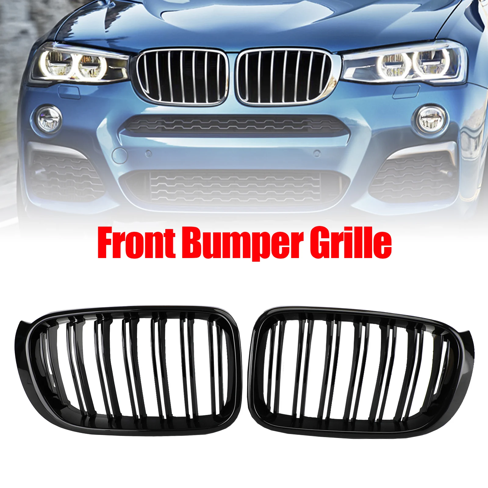 Artudatech Gloss Black Front Bumper Kidney Grille Grill For BMW X3 X4 F25 F26 2014-2017