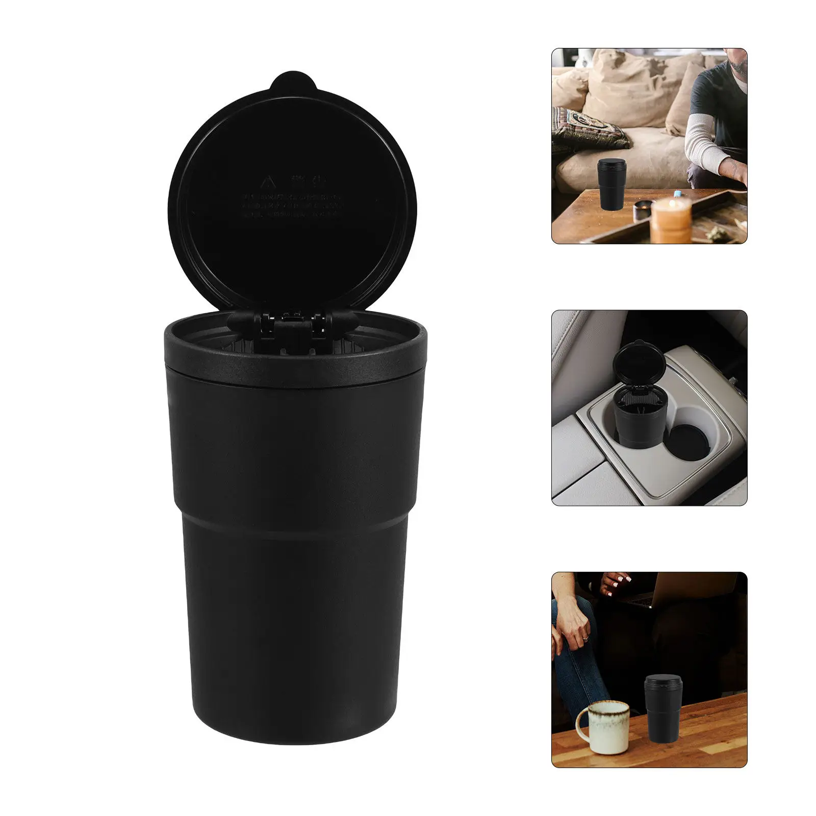 

Portable Car Ashtray With Lid Abs Material Odor Prevention Sleek Design Cup Holder Trash Can For Cigarette Cigar Smoke Car