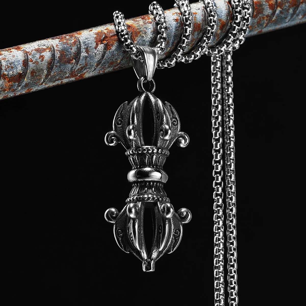 

Scepter Pendants Vintage Staff Necklace 316L Stainless Steel Men Chain Rock Punk Jewelry Xmas Gift for Male Friend Accessories