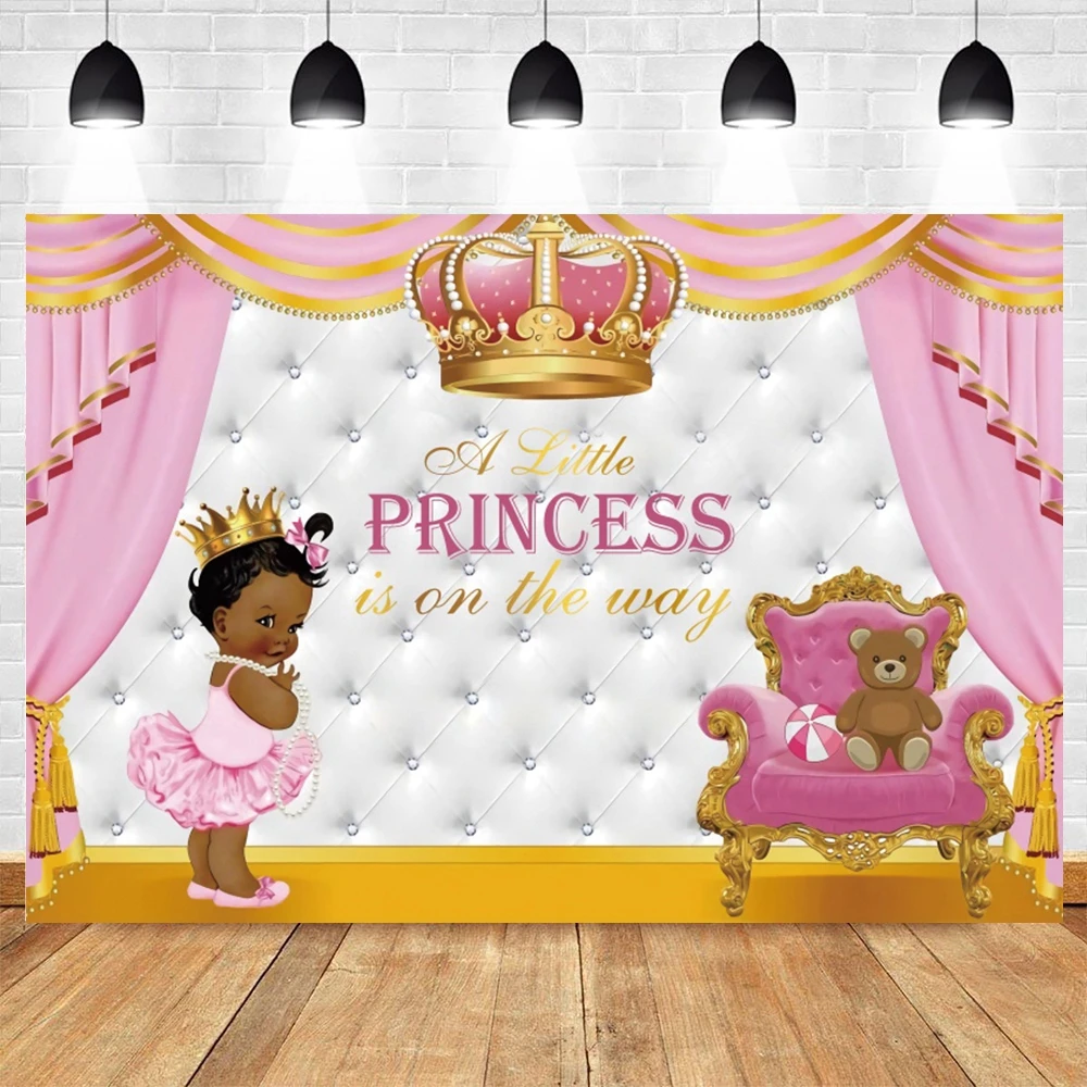 Newborn Baby Shower Birthday Backdrop for Photography Princess Prince Girl Boy Crown Flower Castle Background Decor Photo Studio