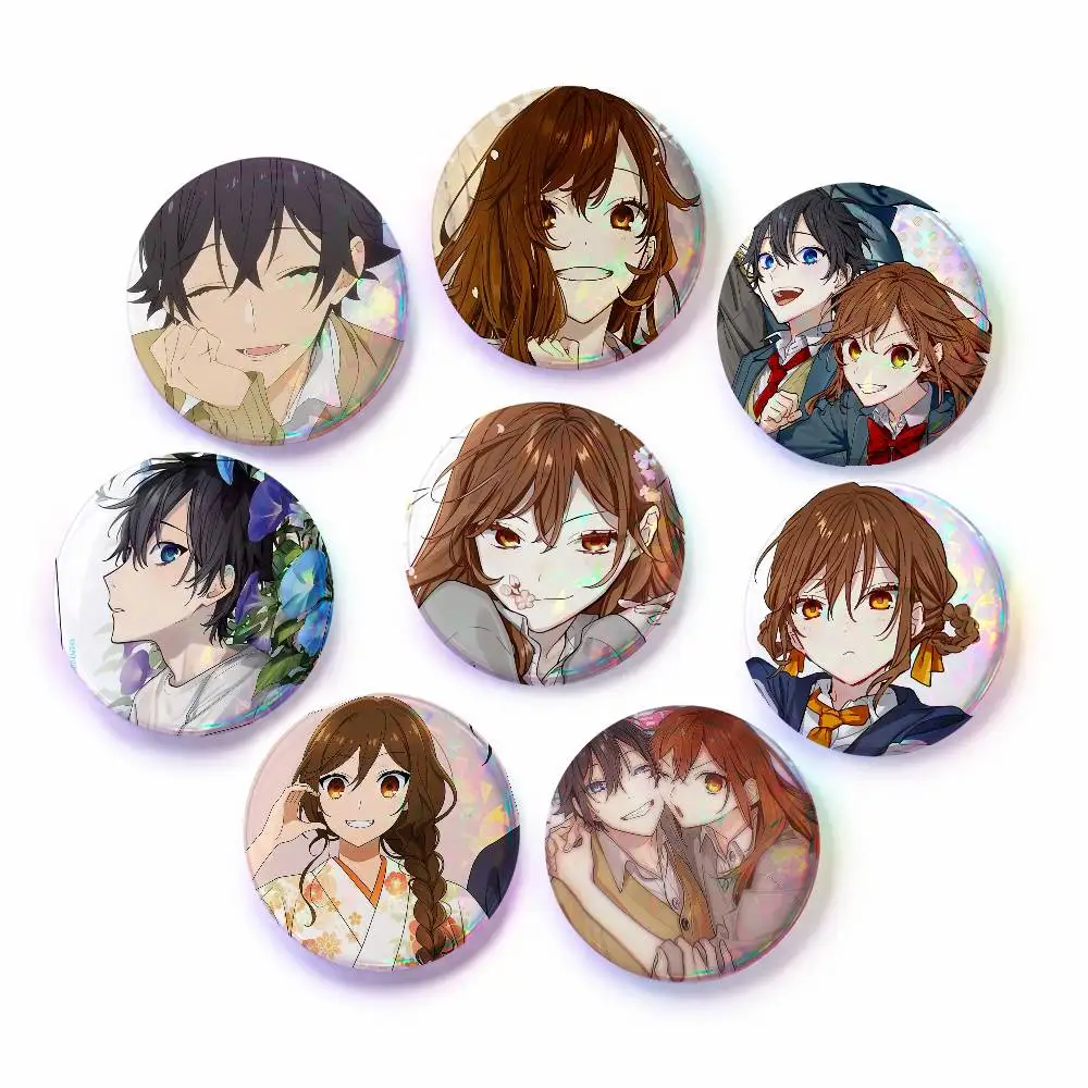 A-h-Horimiya Cartoon Round Brooches On Backpack Jacket Acrylic Button Pins Collection Gifts