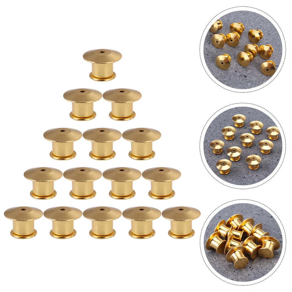 15 Pcs Flat Head Buckle Cap Brooch Supplies Tie Tacks Pin Back Locking Clasp Backs for Crafts Wear-resistant Keeper Alloy