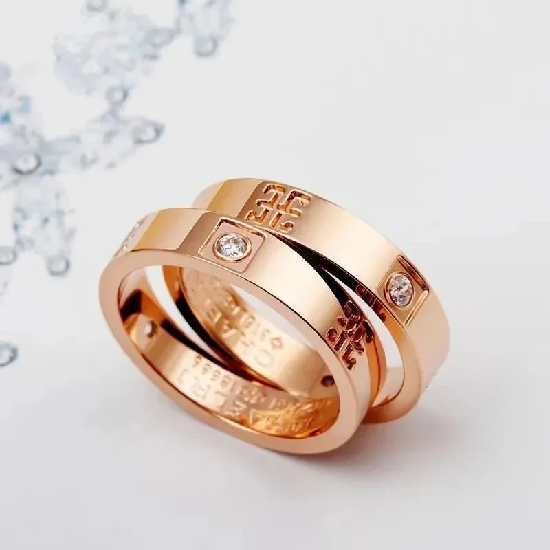 

585 purple gold plating 14K rose gold new in Men's and Women's Classic retro style Inlay gemstone rings for women luxury jewelry