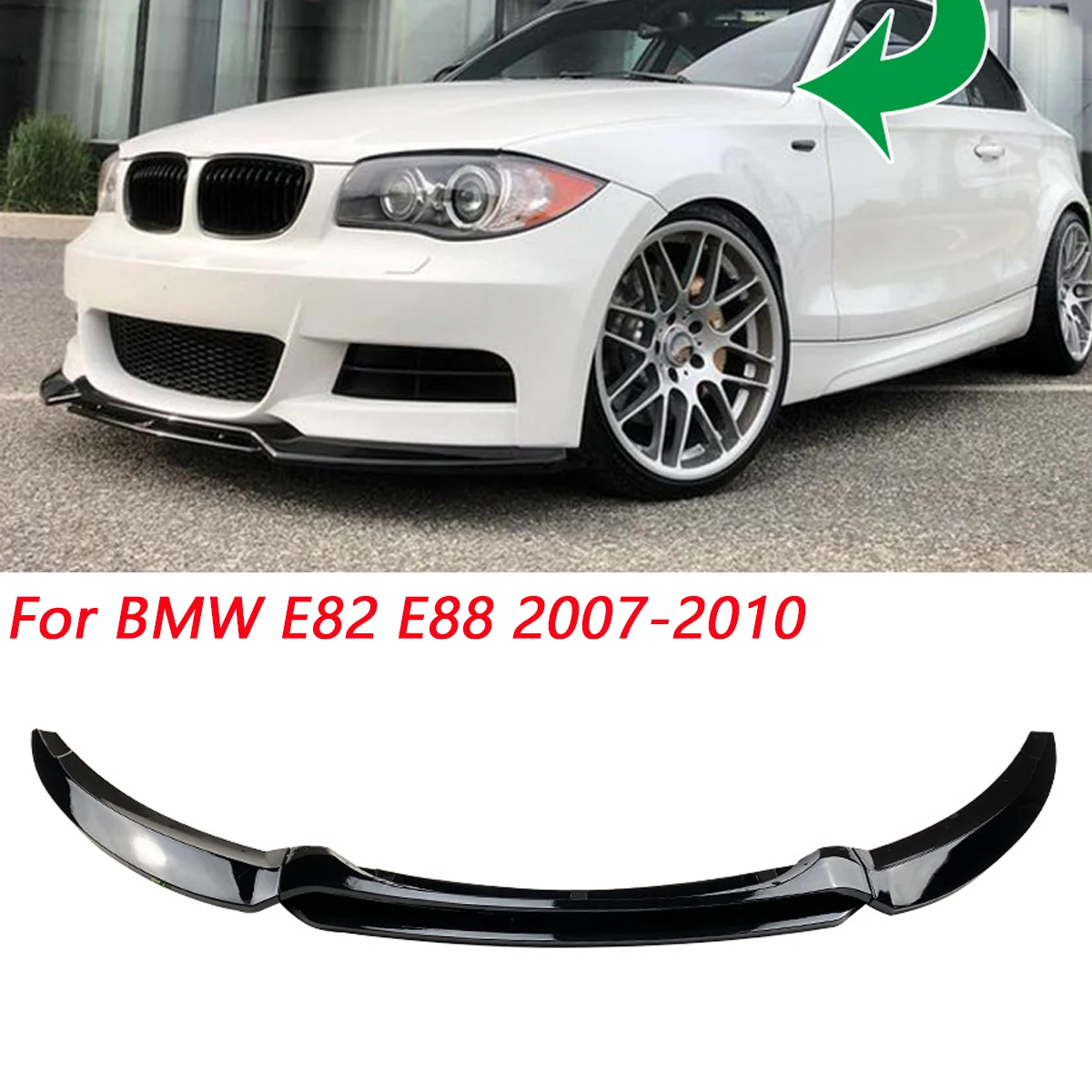 

For BMW 1 Series E82 E88 135i 2008-2013 Front Bumper Lip Splitter Spoiler Chin Guard Plate Moulding Cover Black Car Accessories