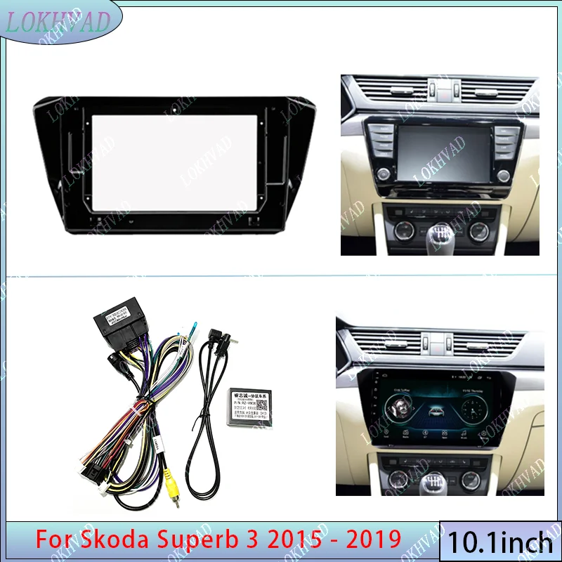 10 inch Car Radio Frame For Skoda Superb 3 2015-2019 Dash Mount Kit Stereo GPS DVD Player Install Panel Adapter Cover Fascia