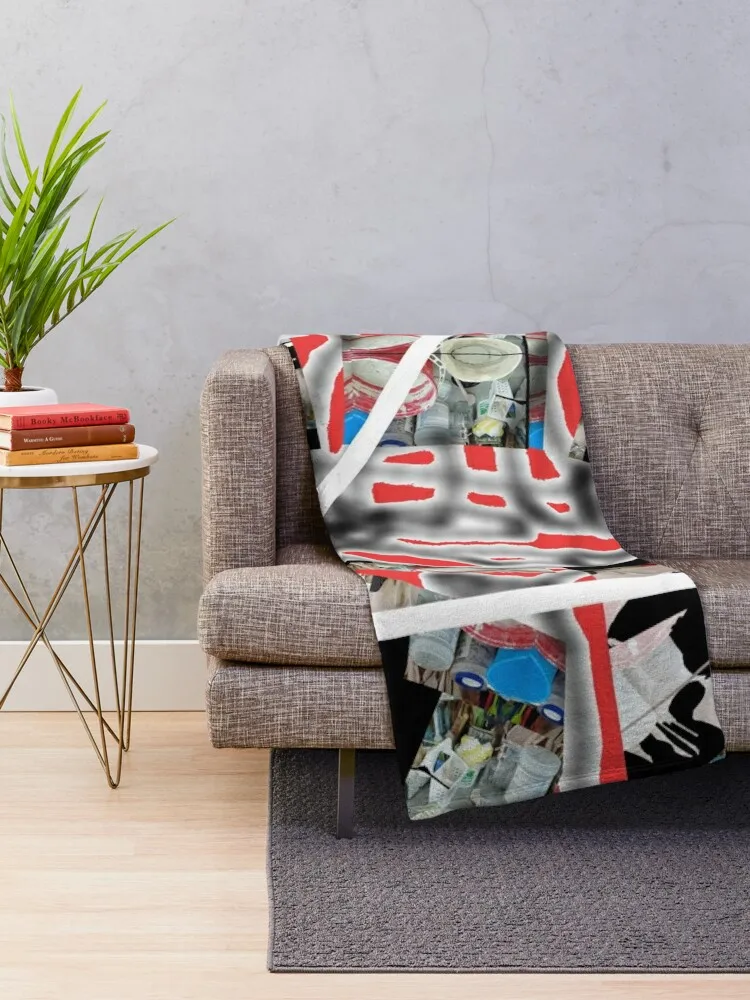 Art with Buckets Throw Blanket Flannel Fabric Tourist Blankets