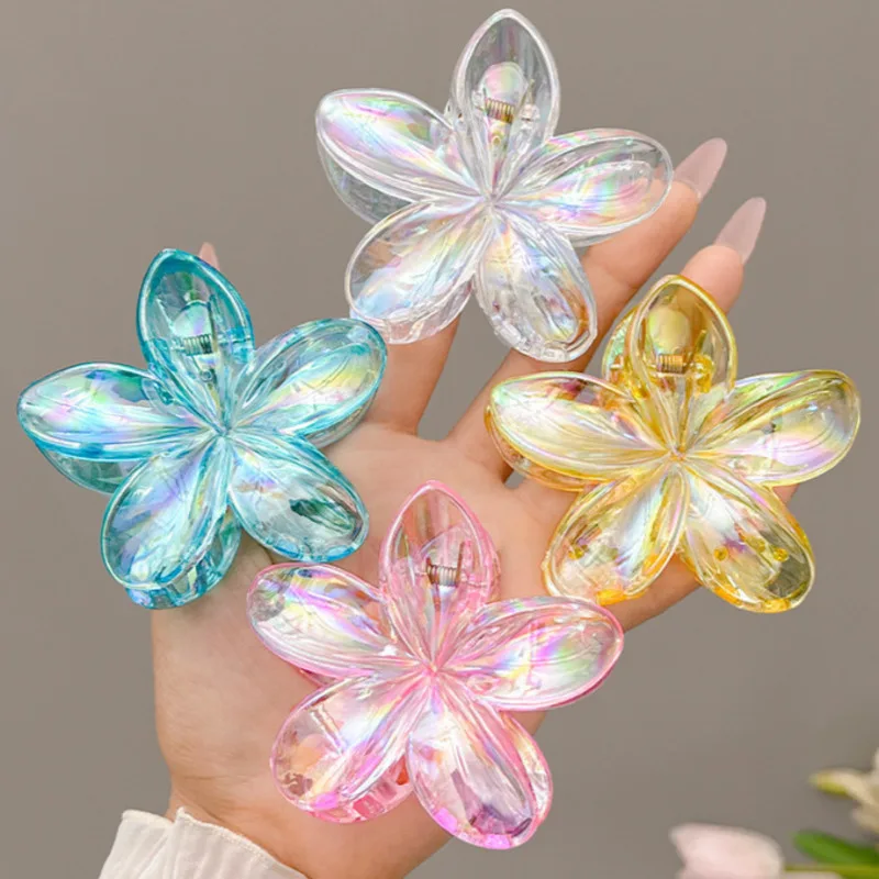 Süße Kunststoff-Blumen-Haarspange, niedlich, transparent, große Haarklammern, Strand-Haarspange, Klemme, Haar-Accessoires für weibliche Kopfbedeckungen