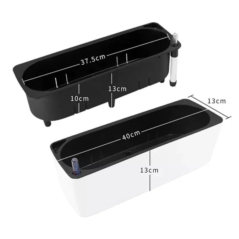 Rectangular Self Watering Flowerpot with Water Level Indicator Bonsai Planting Pot Flower Planter Pot for Garden Balcony Office