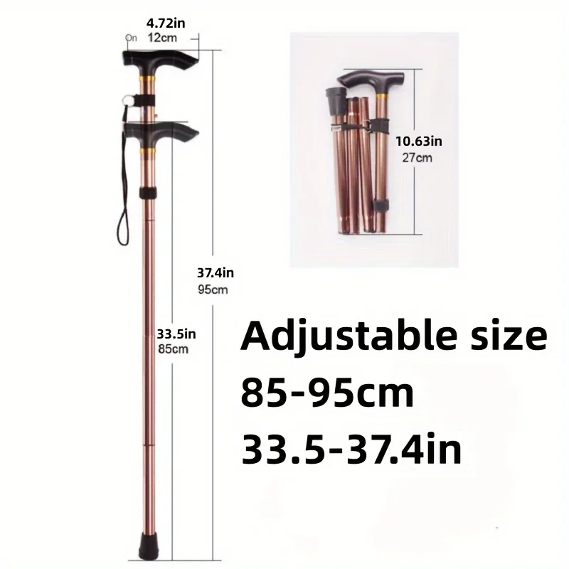 Lightweight Foldable Walking Stick With Rubber Tip And Adjustable Height - Perfect  Hiking, Trekking, And Travel