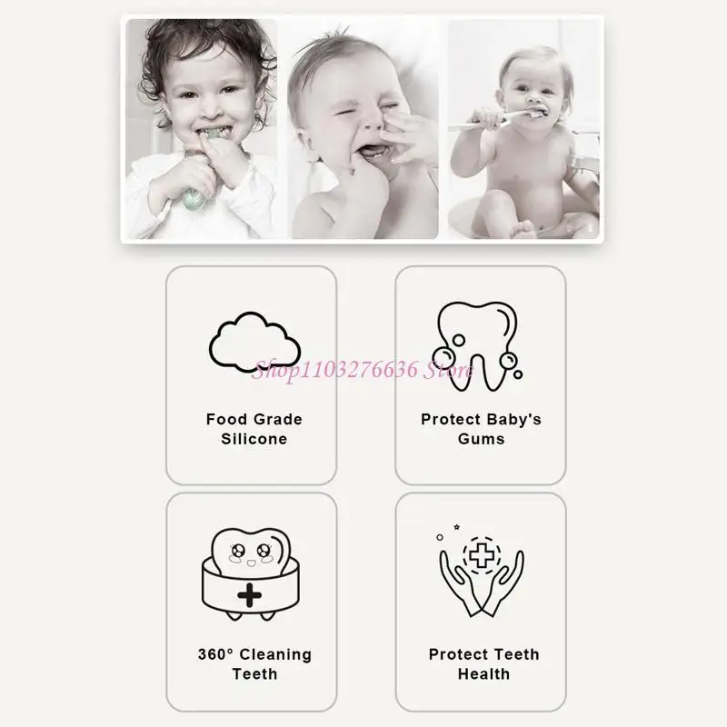 

R6FD Cartoon Handheld 360 Degree U-shaped Baby Toothbrushes Soft Silicone Teeth Brushes Kids Teeth Cleaner Care Cleaning