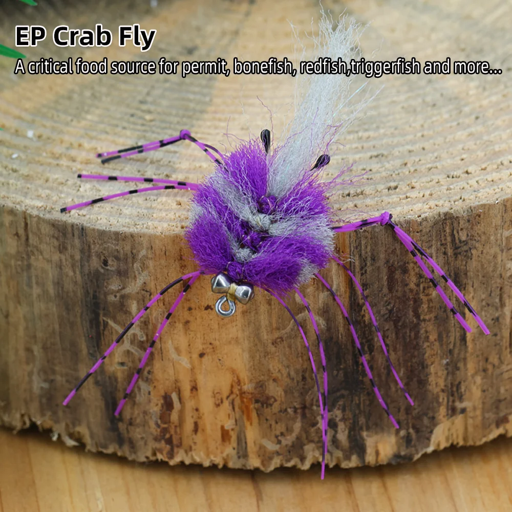 Vampfly 1 قطعة 2/0 EP كراب يطير الدمبل عيون المطاط الساقين كراب الطعوم الاصطناعي الحشرات الطعوم تصريح العظام الأسماك الحمراء الصيد السحر