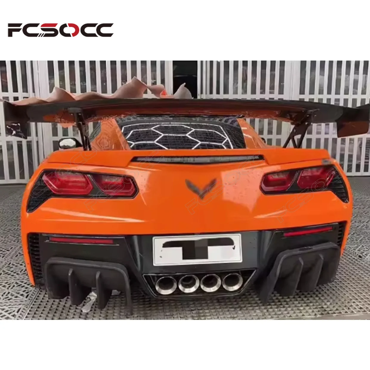 For Chevrolet Corvette C7 Real Carbon Fiber Rear Diffuser Splitter Accessories Car Rear Angle Wrap Back Wrap Bodykit 2pcs FRP