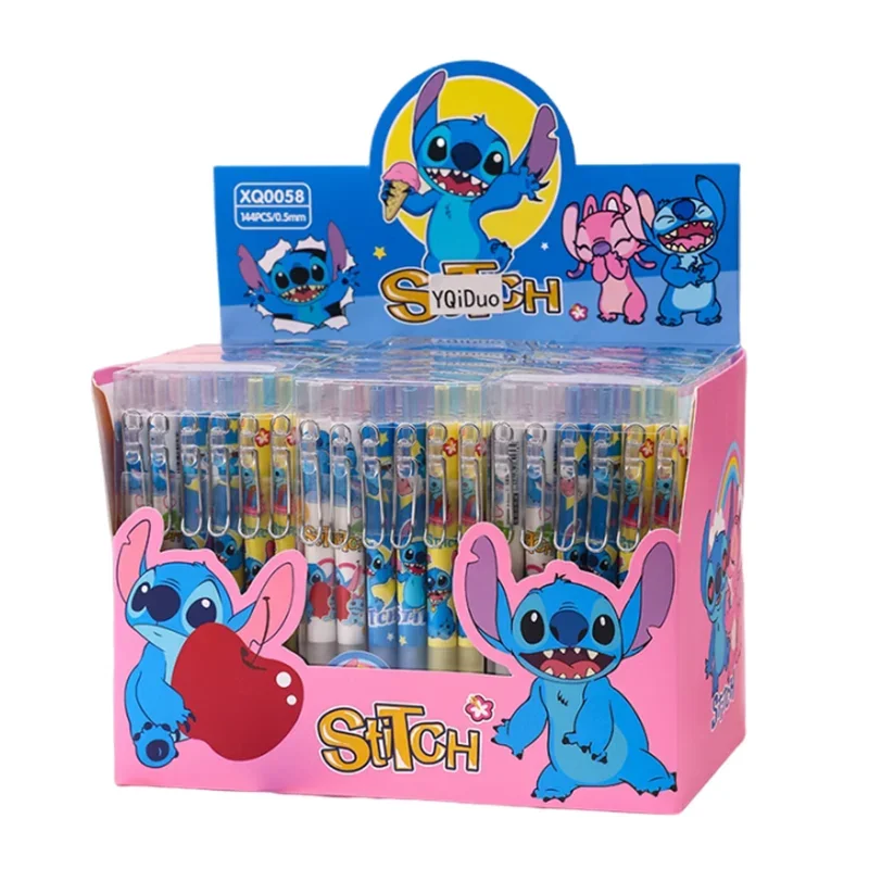 Imagem -06 - Disney-stitch Cartoon Canetas Gel Novidades Pressing Pen Black Water Ink 05 Caneta Assinatura Bonito Papelaria School Boy Presente de Aniversário 12 Pcs