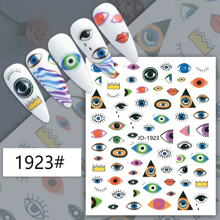 3D Simple Eye Series Nail Art Stickers Halloween Blue Evil Eye Decal Foil Design Manicure Decoration Accessories Nail Tips