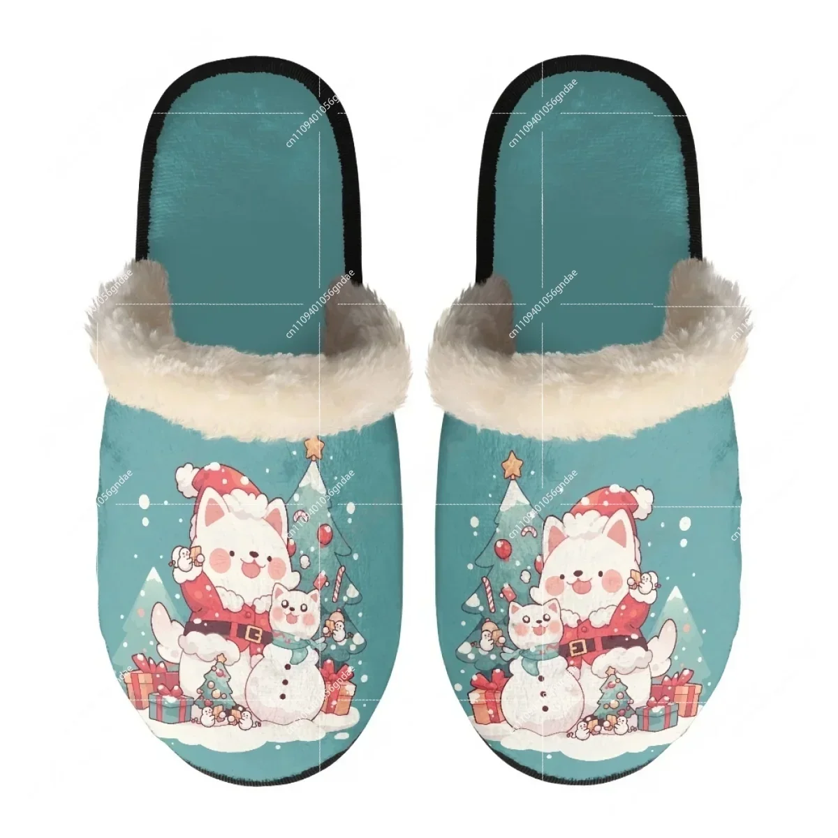 Vintage Christmas Elk Slippers Mens Womens Home Cotton Plush Bedroom Casual Keep Warm Customized Thermal Lightweight Slipper - view 4