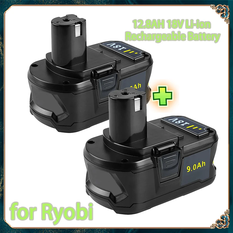 2 Packs 9.0Ah 18V Li-ion Rechargeable Battery Compatible with RYOBI 18V Cordless Power Tools BPL1820 RB18L50 RB18L40