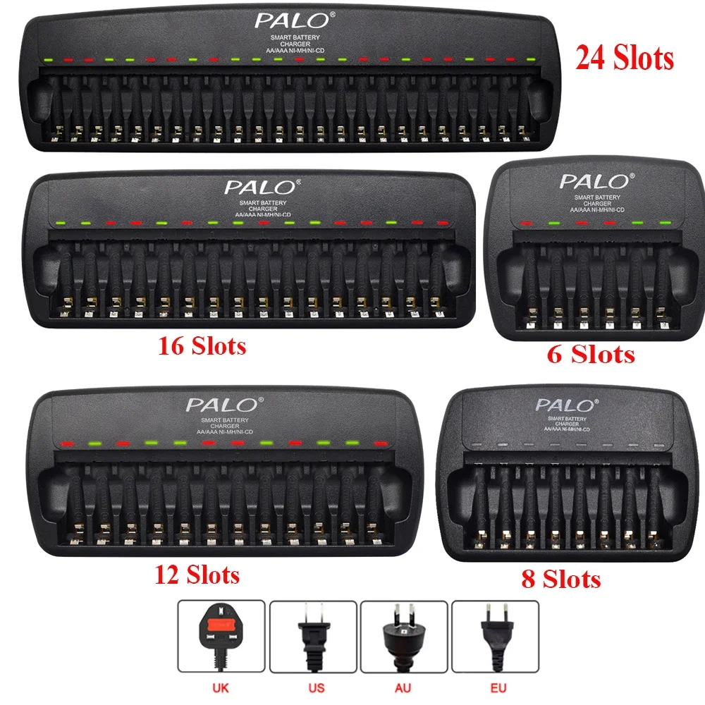 

PALO 6-24 Slots Intelligent Battery Charger Fast charge 1.2V Ni-MH NiCd Battery Charger for 1.2volt 2A 3A Rechargeable Batteries