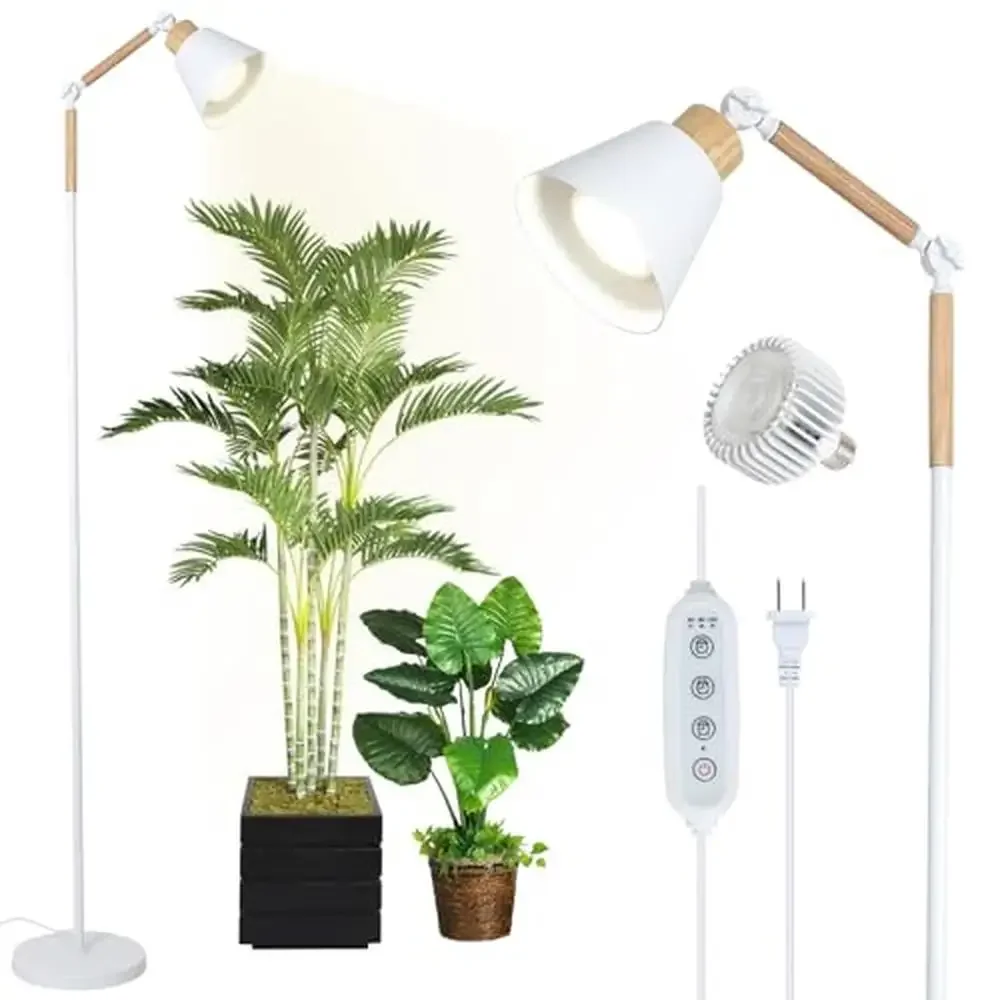 Full Spectrum COB Grow Lights Indoor Plants with Timer & Height Adjustment 20W Aerospace Aluminum Bulb 4/8/12H Cycle PPFD