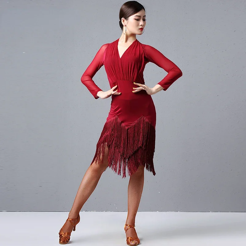 Latin Dance Costumes Women Performance Clothes Women Professional Competition Practice Wear Women's Sensual Tassel Dresses