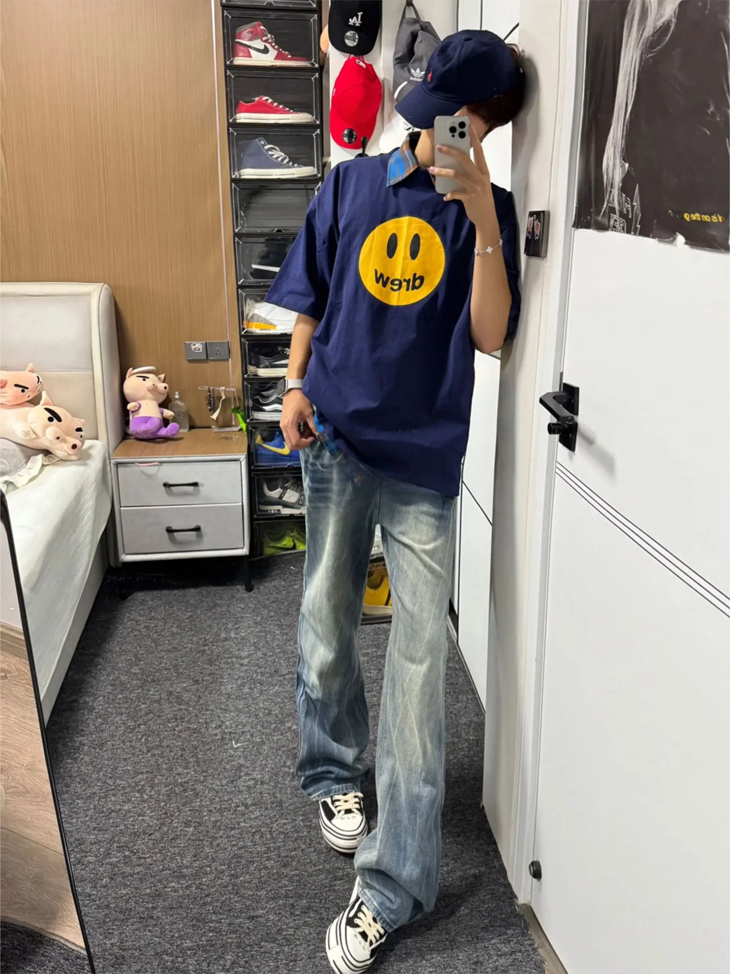 

Cleanfit Lightning Bamboo Node Denim Jeans Men's High Street Straight Leg Loose Fit Casual Wear Resistant Wear Summer Jeans