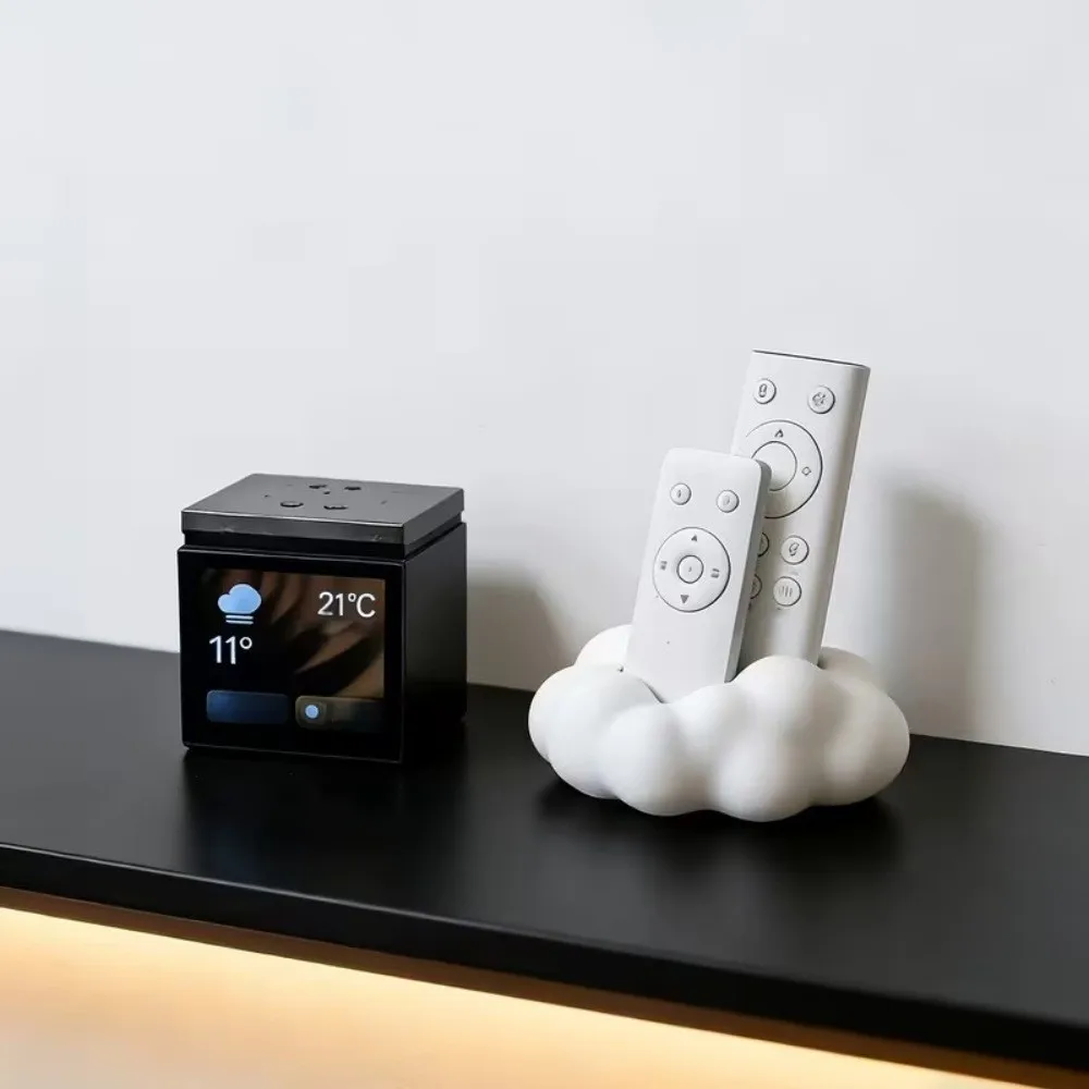 3D Cloud-Shaped Remote Control Holder 2 Grids Plastic Desktop Storage Box Save Space Eco-Friendly Pen Organizer Stand