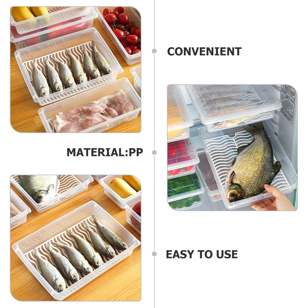 

2pcs Food Storage Containers Airtight Crisper Boxes for Fridge Small Size Drain Plate Fruit Keeper Vegetable Organizer Storage