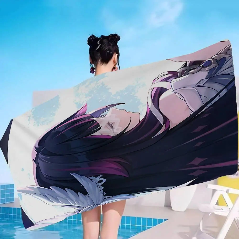Genshin Impact Columbina Microfiber Blanket Quick Drying Beach Towels Oversized Printing Super Absorbent Pool Towel Blanket
