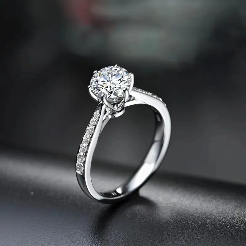 Korean Fashion Crystal 925 Sterling Silver Diamond Ring For Woman Beautiful Moissanite Ring Noble Wedding Party Jewelry