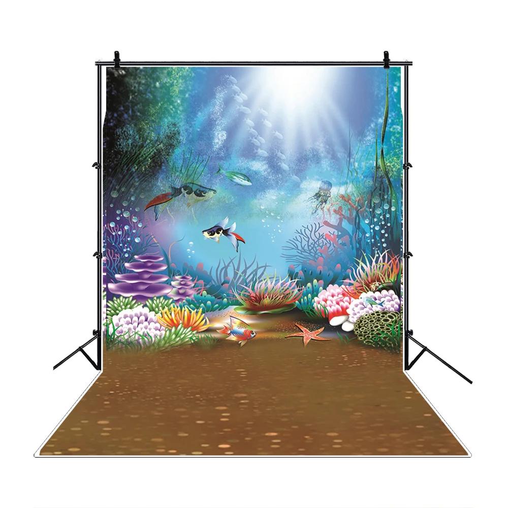 Fondo submarino para estudio fotográfico, telón de fondo con diseño de Mundo Marino, Océano, peces, Coral, acuario, pecera, retrato de bebé