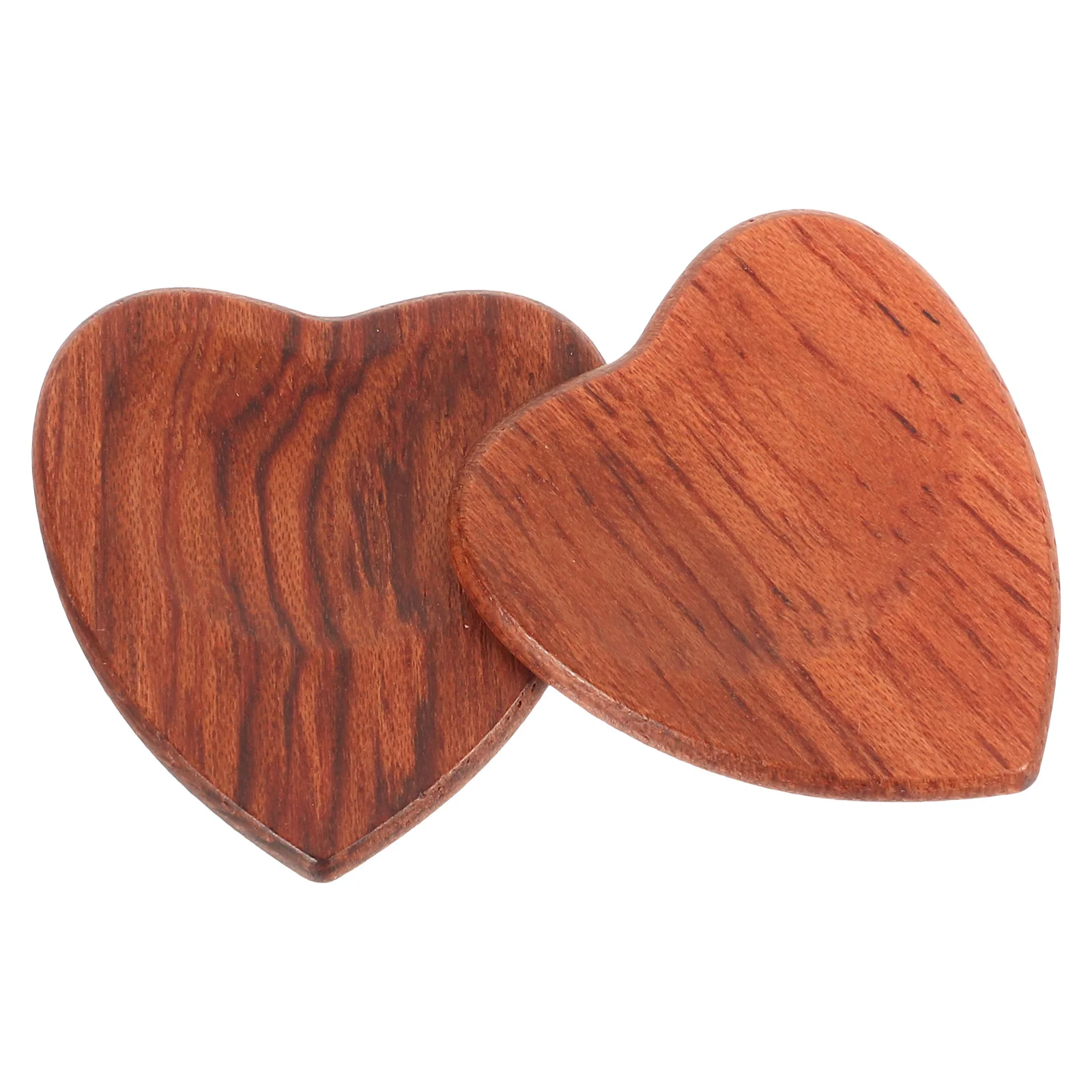 2pcs Heart Shaped Wooden Guitar Picks Clear Sound Lightweight Portable Smooth Natural Plectrum Guitar Practice