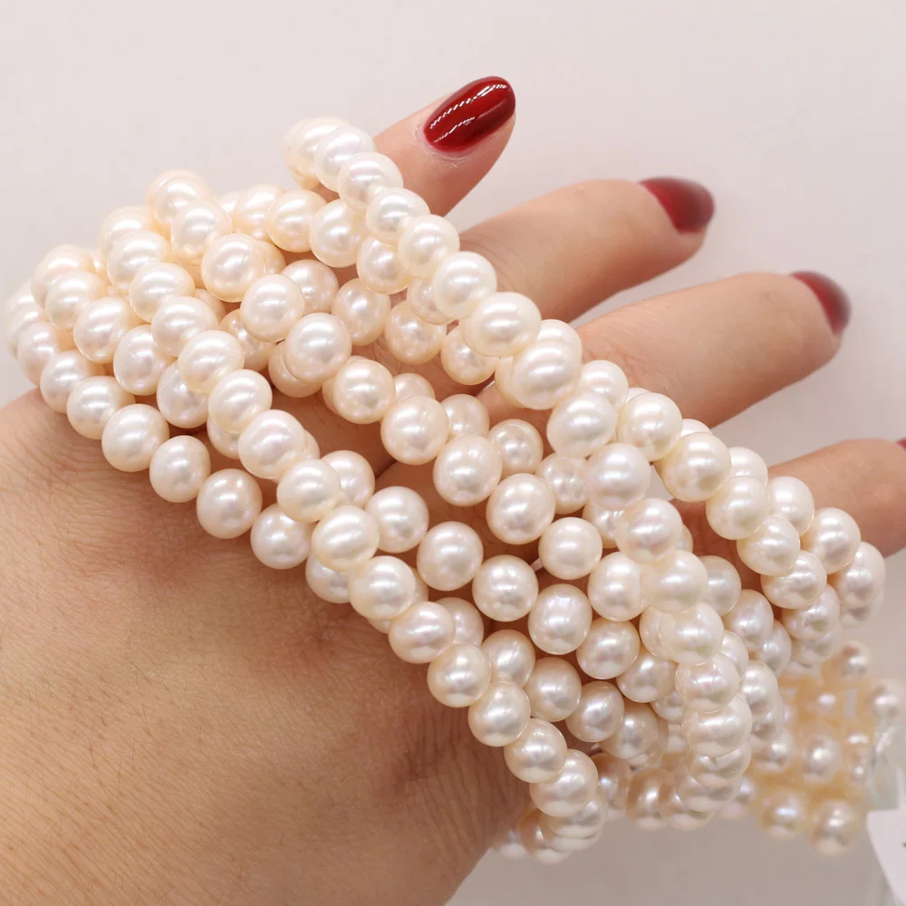 

Real AAA Natural Freshwater Pearl 7-8mm Potato Shaped Beads for Jewellery Making DIY Women Necklace Bracelet Accessory Wholesale