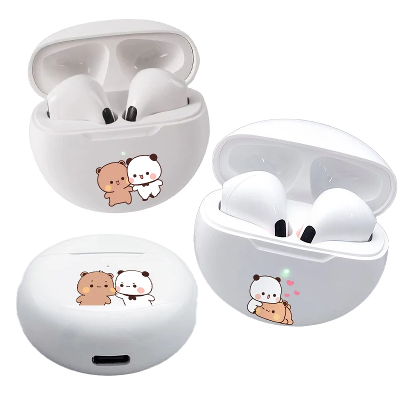 Bubu Dudu Bluetooth Earphones Yier Bear Panda Wireless Bluetooth Headset Noise Cancelling Earbuds with Mic Pro6 Headphones Gift