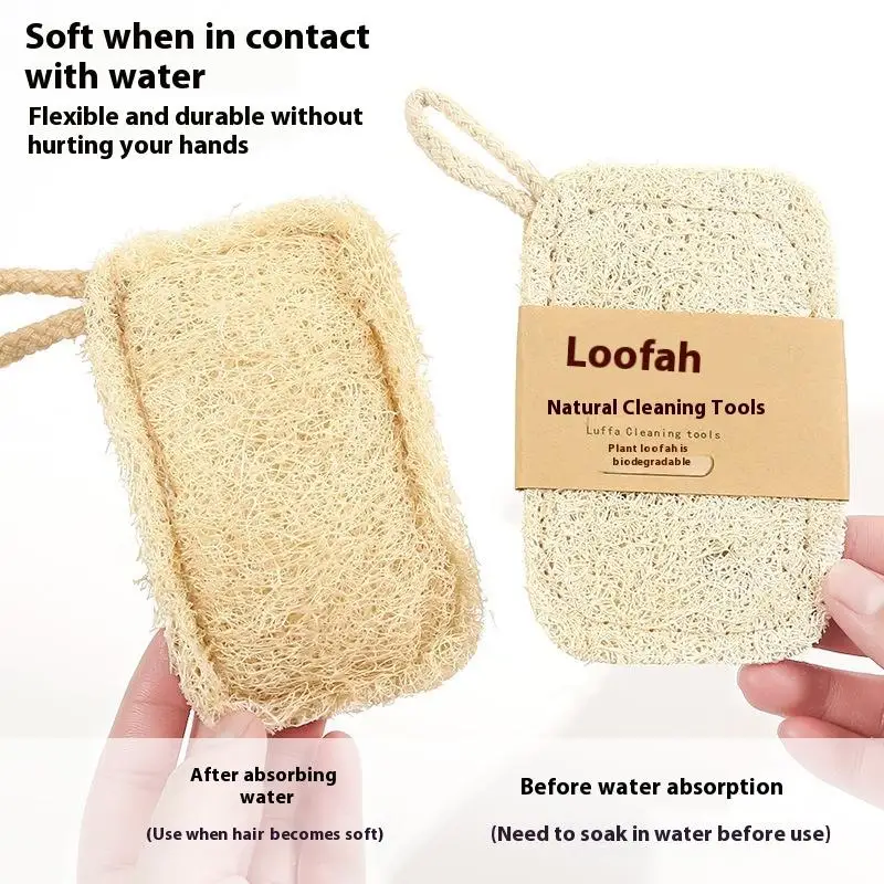 【MK】6Pcs Natural Luffa Dish Towel Sponge Loofah Scrub Pad Washing Cloth Oil Stain Removing Scrubber Kitchen Pot Cleaning Brushes
