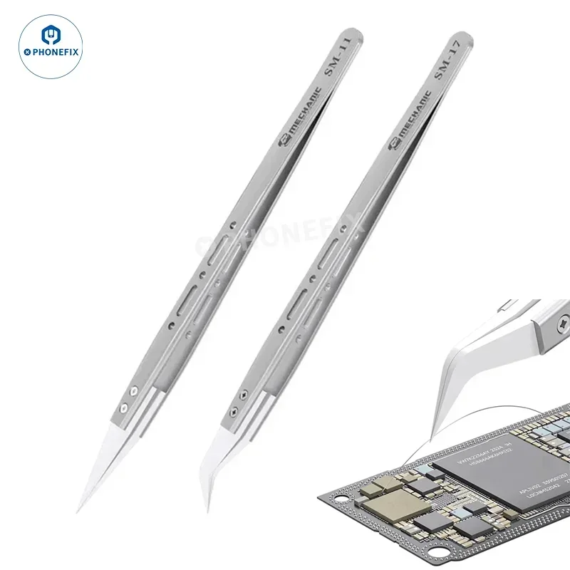 Mechanic SM-11 SM-17 Heat Resistant Insulation Ceramic Tweezers High Precision Anti-Static Tweezers for Phone Flying Wire Repair