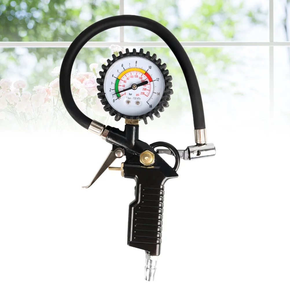 

Механический манометр для шин, до 220 PSI, с резиновым шлангом, сверхпрочный, металлический, герметичный, точный измеритель давления в шинах автомобиля
