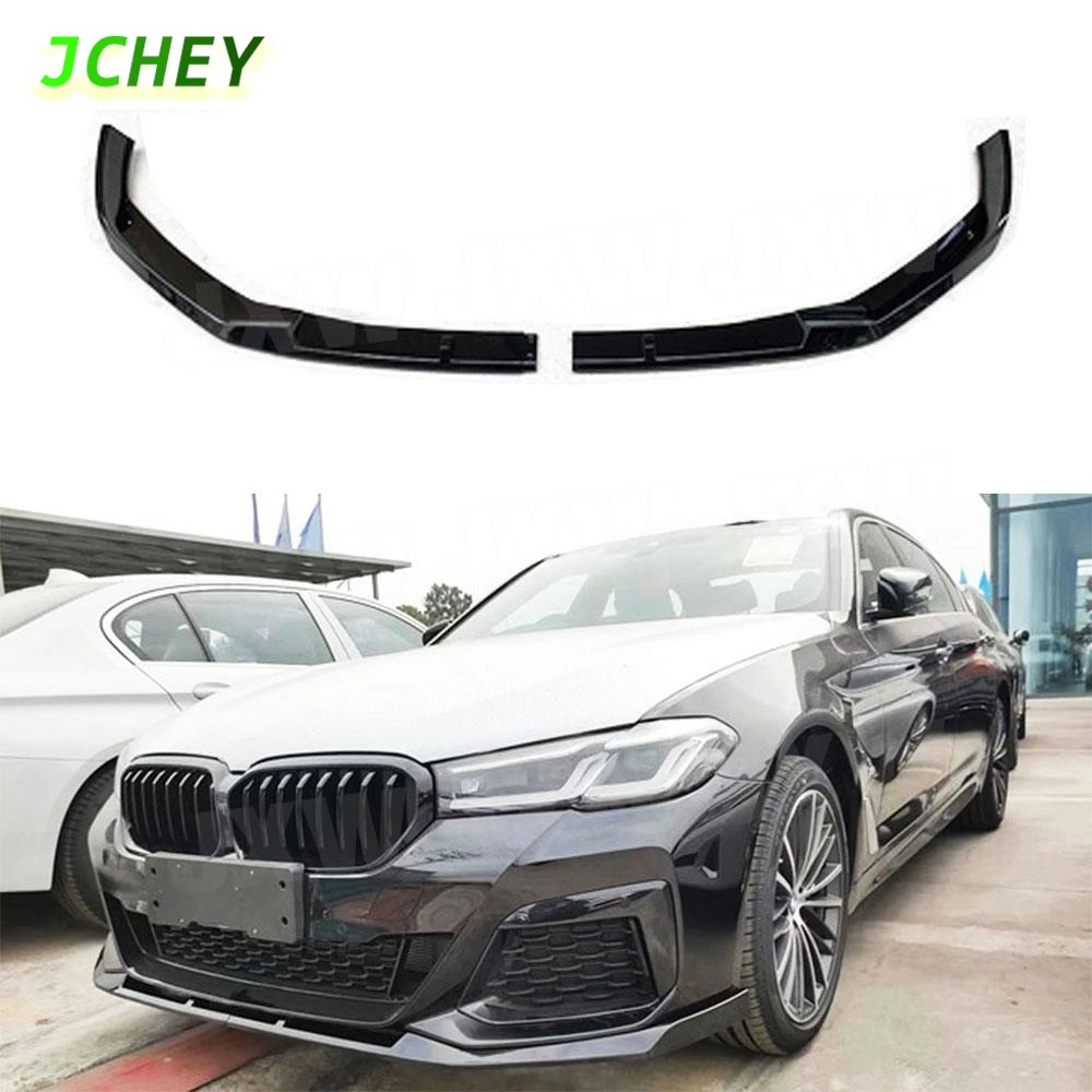 

JCHEY 2PCS ABS Gloss Black Car Front Bumper Lip Splitters Spoiler For BMW 5 Series G30 G38 M Sport 2021 2022