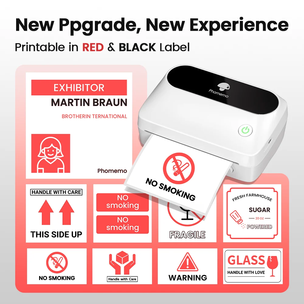 Phomemo M421 Label Printer Portable Bluetooth Thermal Label Maker 4x6 Commercial Label Maker Compatible with Phone & PC