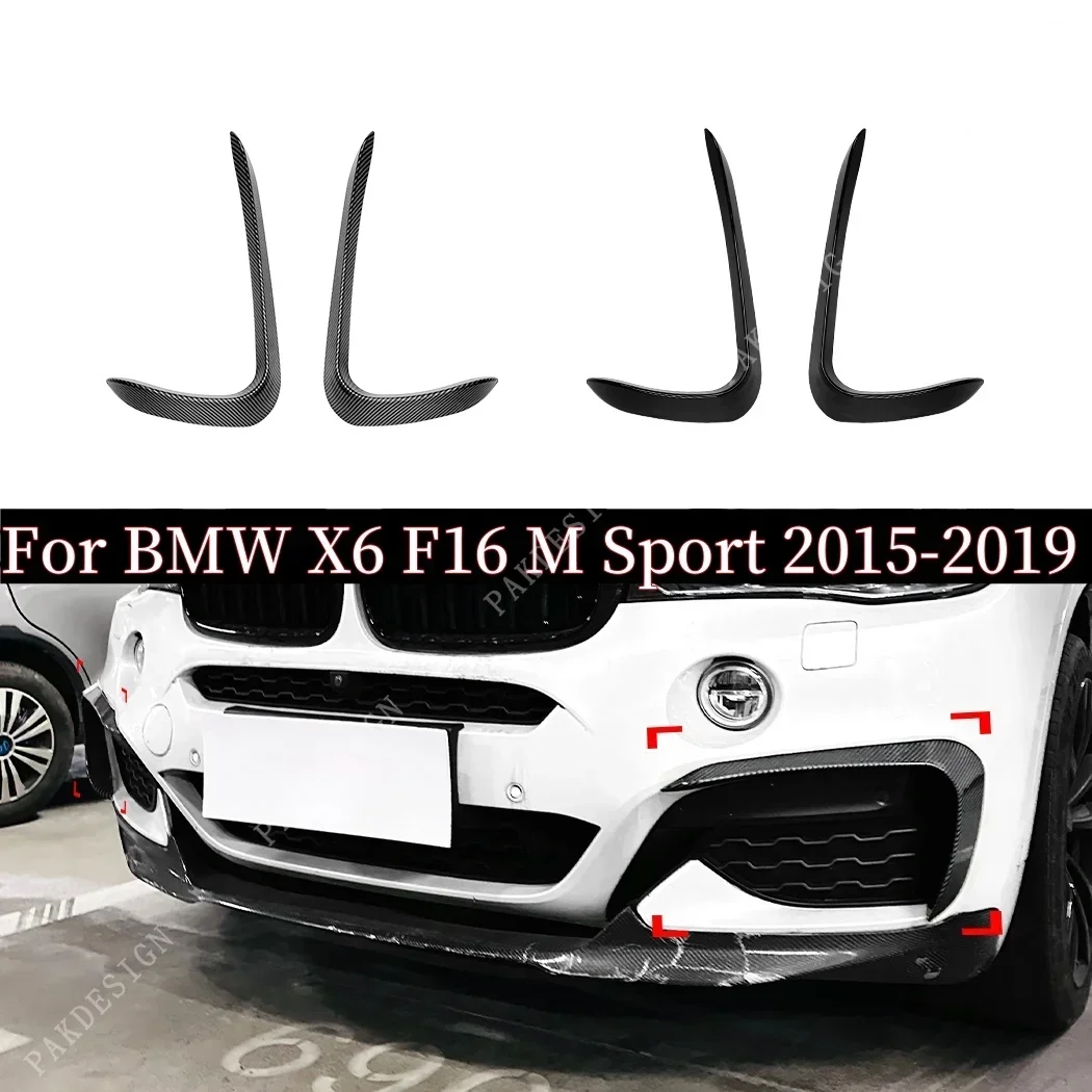 2Pcs Front Bumper Side Spoiler Lip Splitter Diffuser Tuning Wind Knife Body Kits Accessories for BMW X6 F16 M Sport 2015-2019